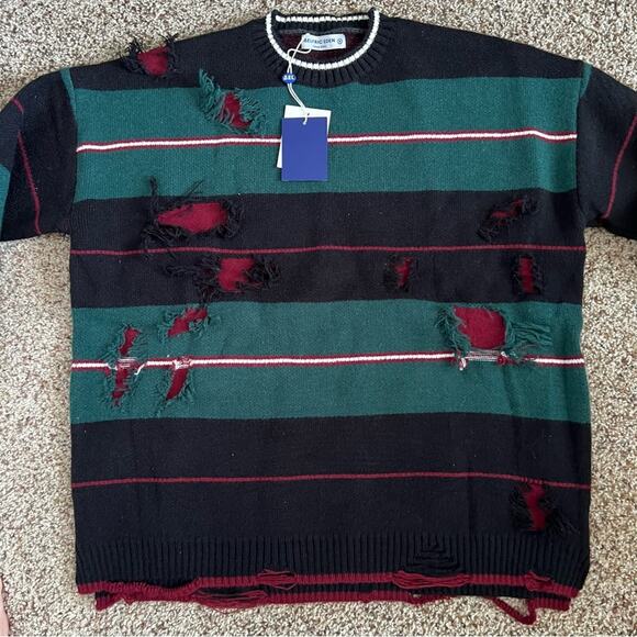 NWT AELFRIC EDEN GREEN BLACK MENS SWEATER SIZE M - Picture 2 of 11